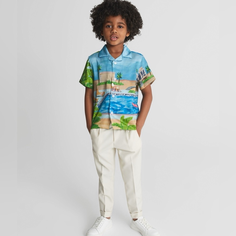 New! Reiss Retreat Cuban Paint Button Up Shirt